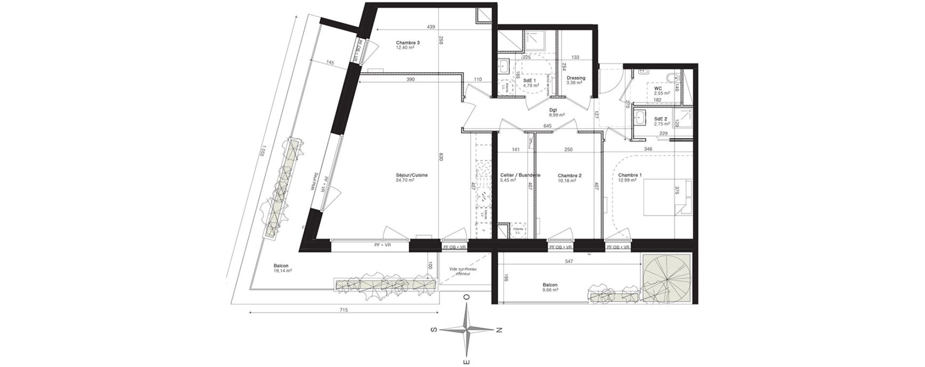 Appartement T4 de 99,18 m2 &agrave; Villeneuve-D'Ascq Centre