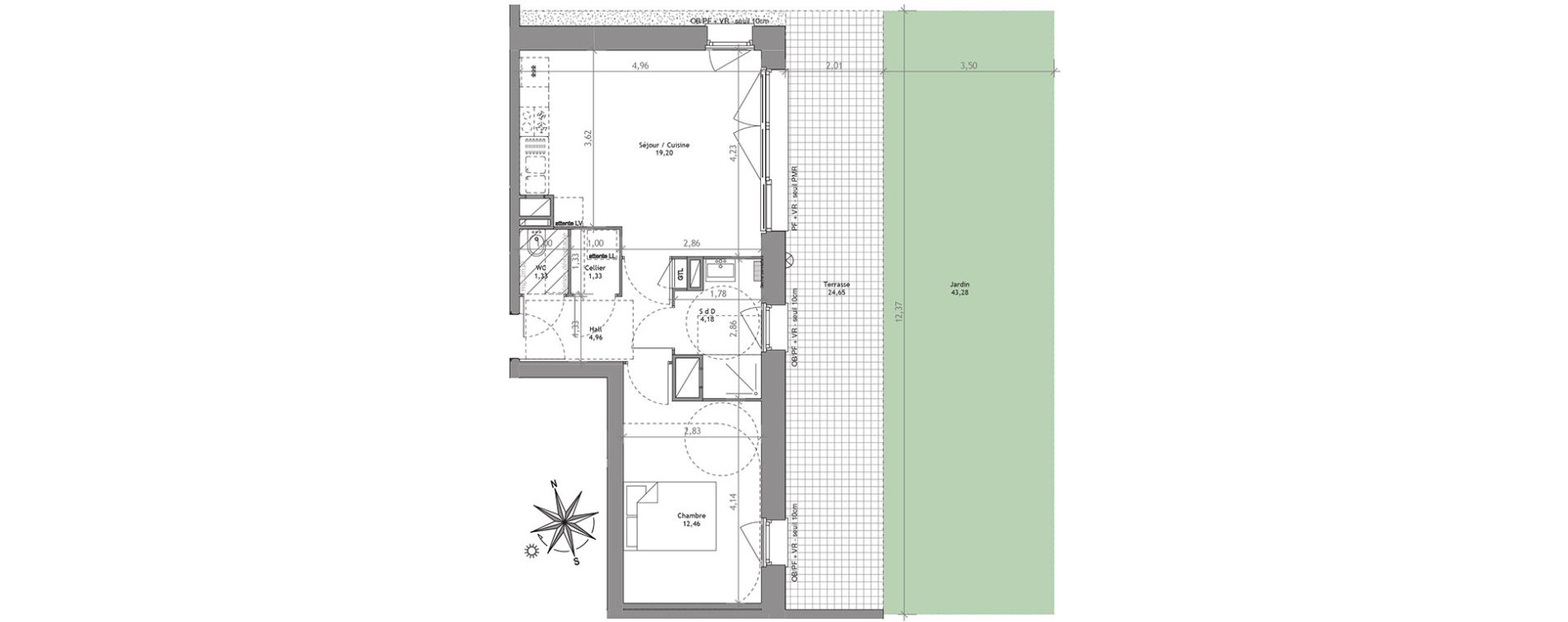 Appartement T2 de 43,46 m2 &agrave; Villeneuve-D'Ascq Centre