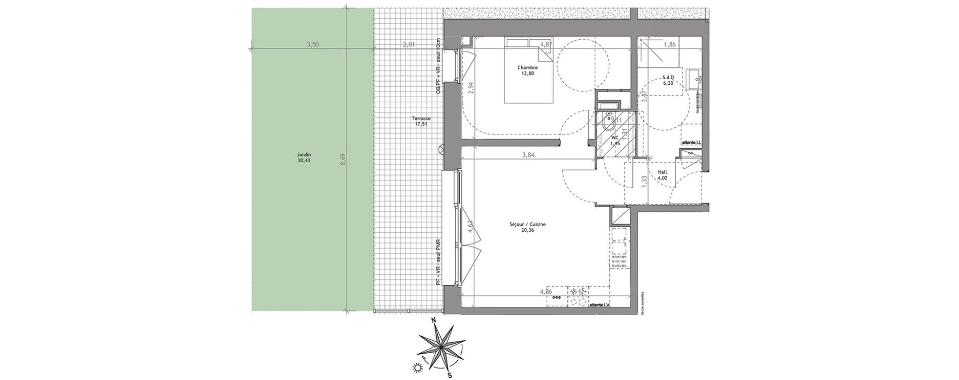 Appartement T2 de 44,91 m2 &agrave; Villeneuve-D'Ascq Centre
