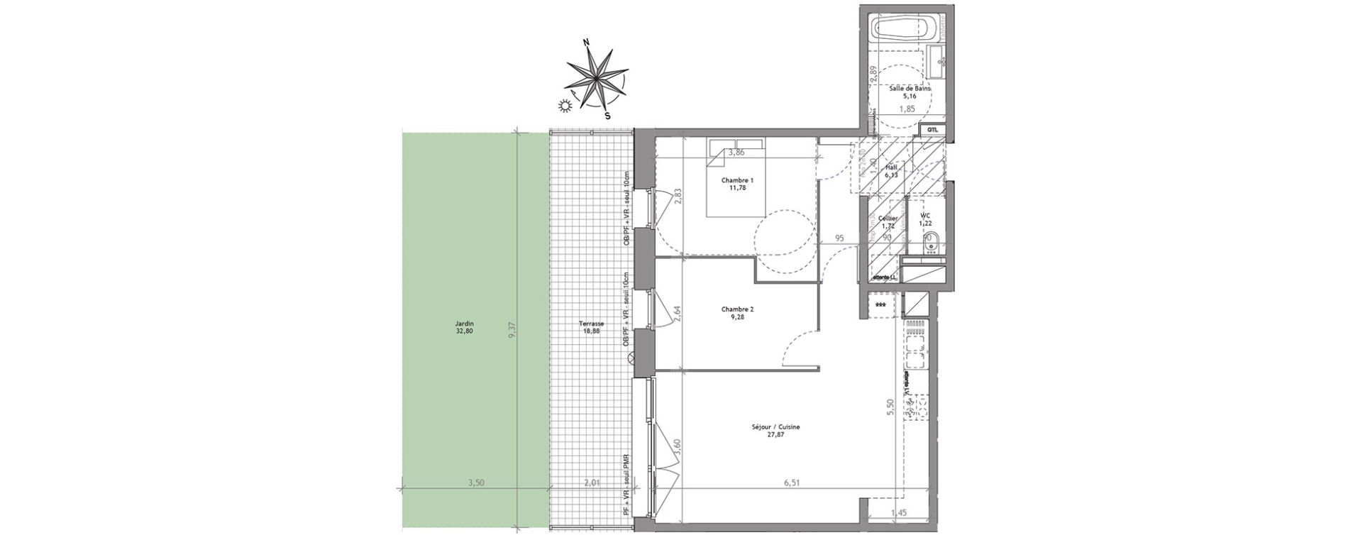 Appartement T3 de 63,68 m2 &agrave; Villeneuve-D'Ascq Centre