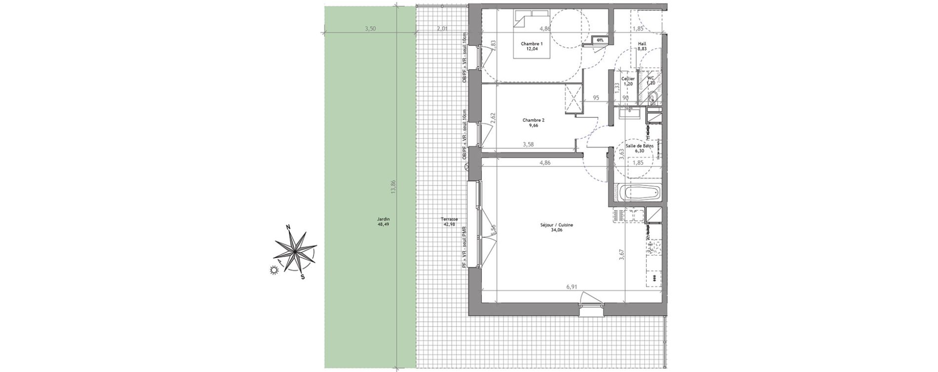 Appartement T3 de 73,29 m2 &agrave; Villeneuve-D'Ascq Centre
