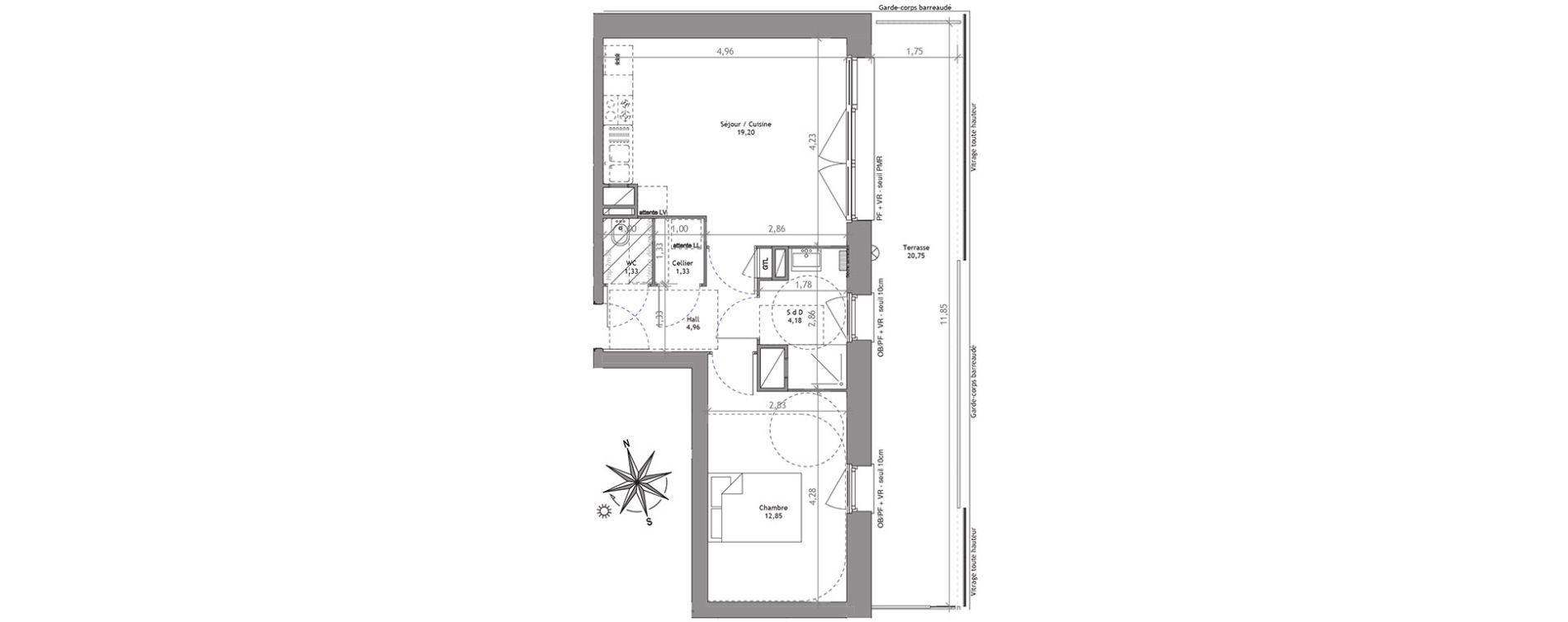 Appartement T2 de 44,85 m2 &agrave; Villeneuve-D'Ascq Centre