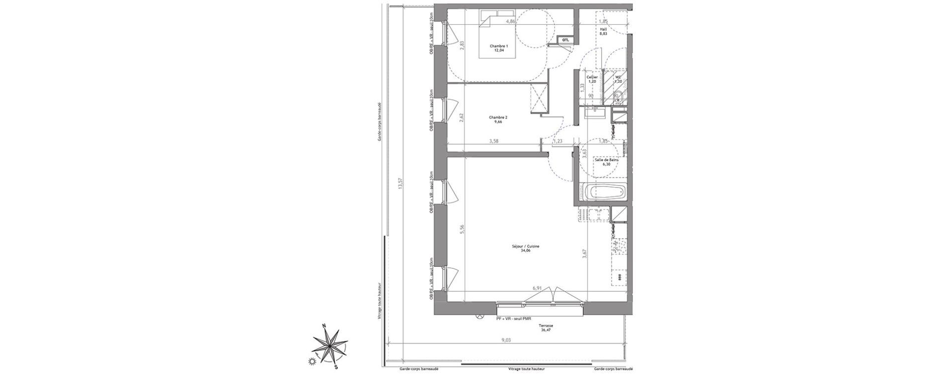 Appartement T3 de 73,29 m2 &agrave; Villeneuve-D'Ascq Centre
