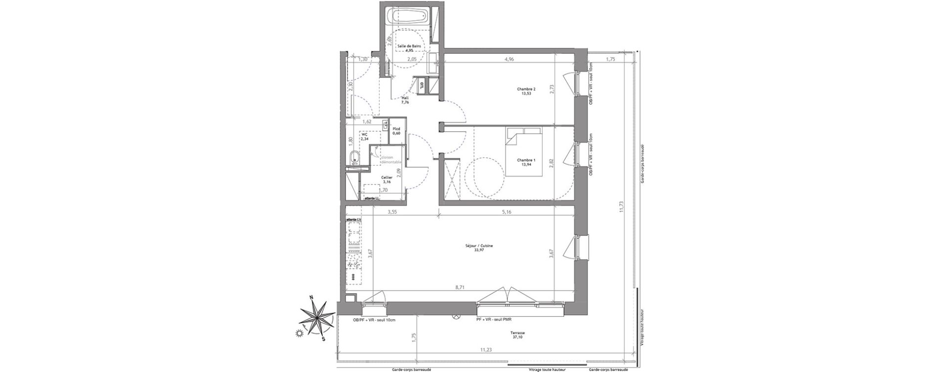Appartement T3 de 80,25 m2 &agrave; Villeneuve-D'Ascq Centre