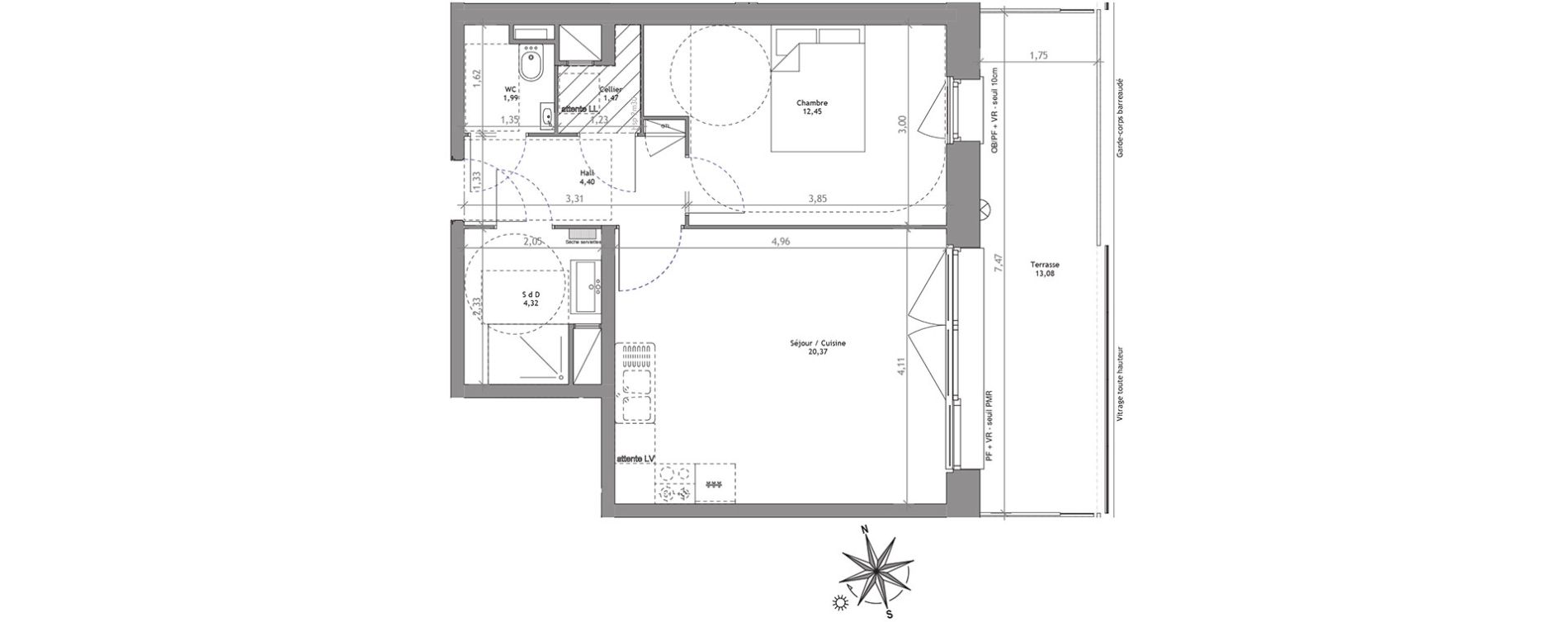Appartement T2 de 45,00 m2 &agrave; Villeneuve-D'Ascq Centre