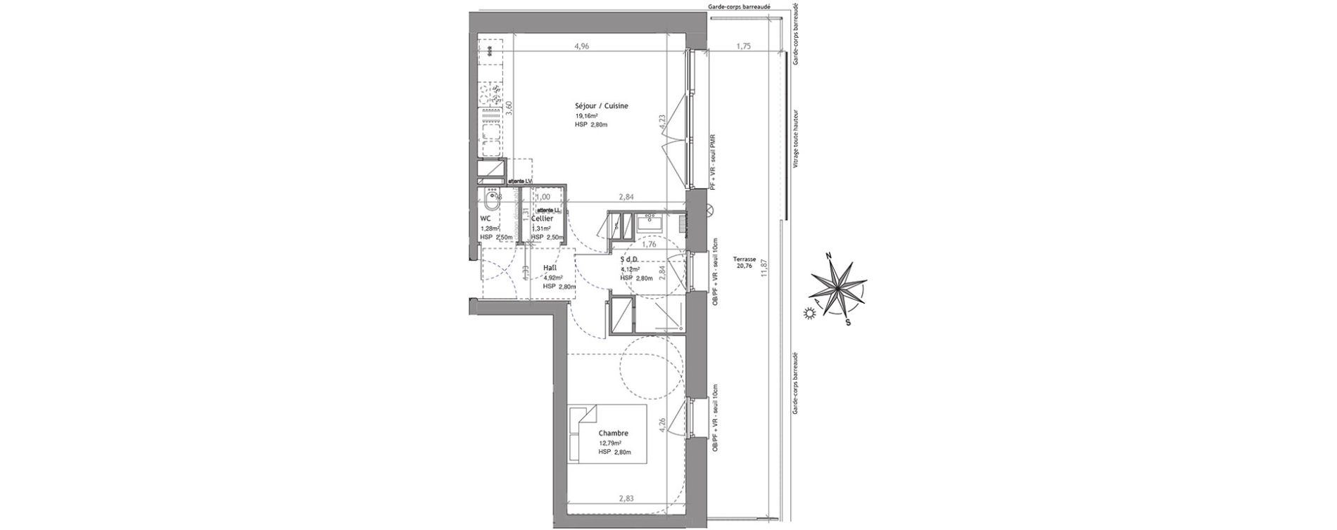 Appartement T2 de 43,58 m2 &agrave; Villeneuve-D'Ascq Centre