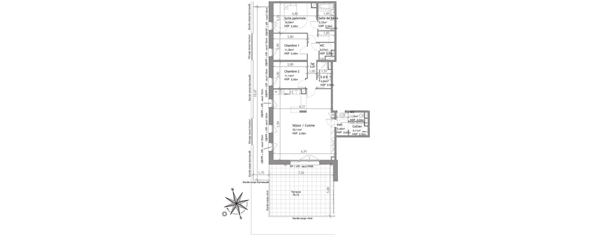 Appartement T4 de 121,99 m2 &agrave; Villeneuve-D'Ascq Centre