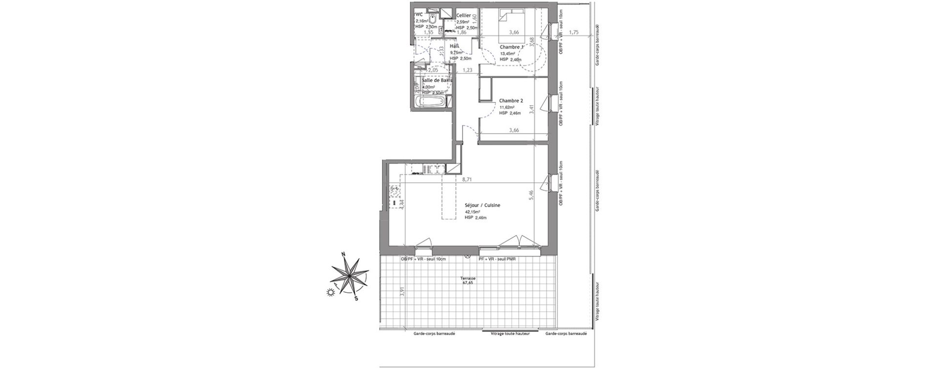 Appartement T3 de 86,02 m2 &agrave; Villeneuve-D'Ascq Centre
