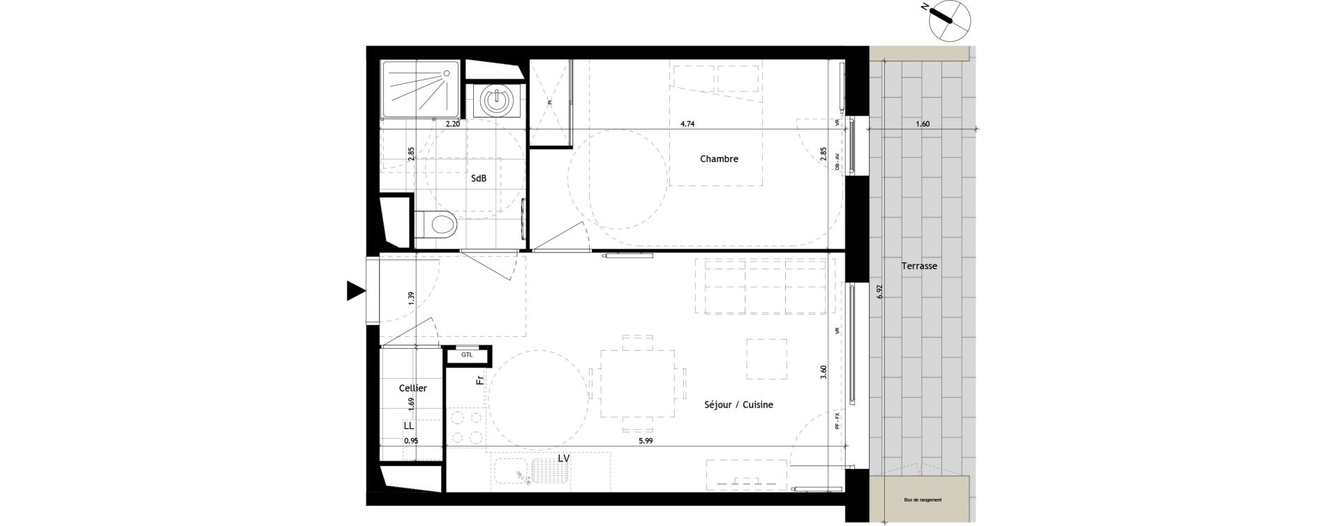 Appartement T2 de 43,20 m2 &agrave; Villeneuve-D'Ascq Pr&eacute;s