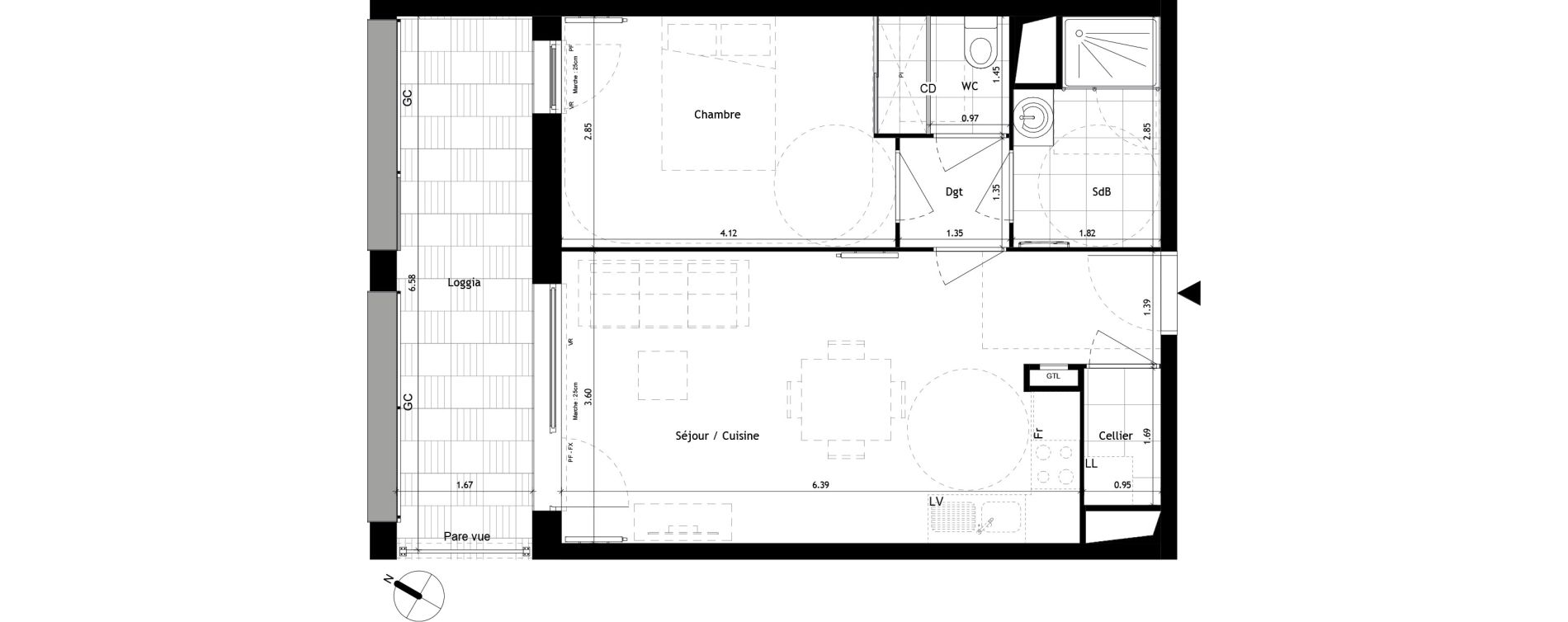 Appartement T2 de 45,90 m2 &agrave; Villeneuve-D'Ascq Pr&eacute;s