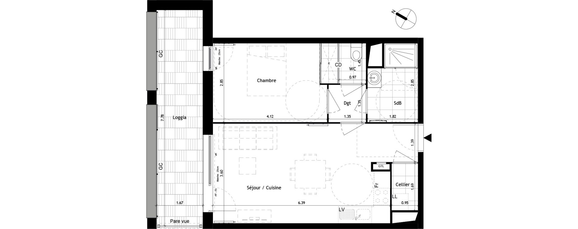 Appartement T2 de 45,90 m2 &agrave; Villeneuve-D'Ascq Pr&eacute;s
