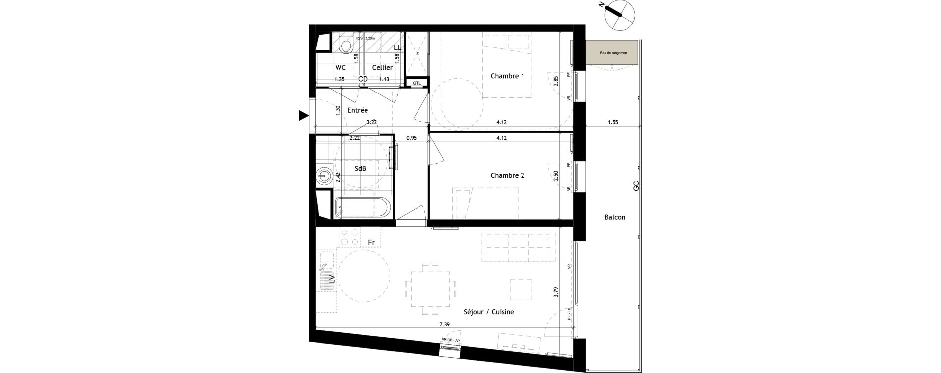 Appartement T3 de 62,90 m2 &agrave; Villeneuve-D'Ascq Pr&eacute;s