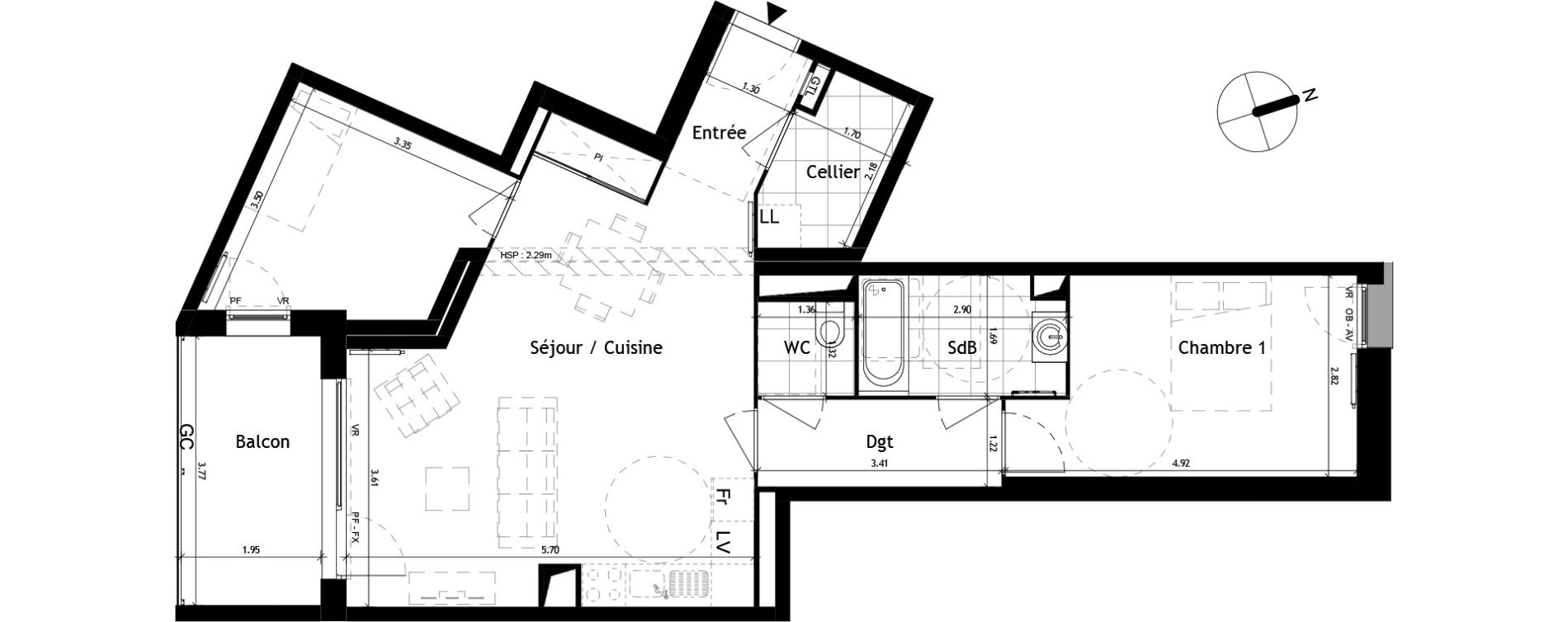 Appartement T3 de 68,50 m2 &agrave; Villeneuve-D'Ascq Pr&eacute;s
