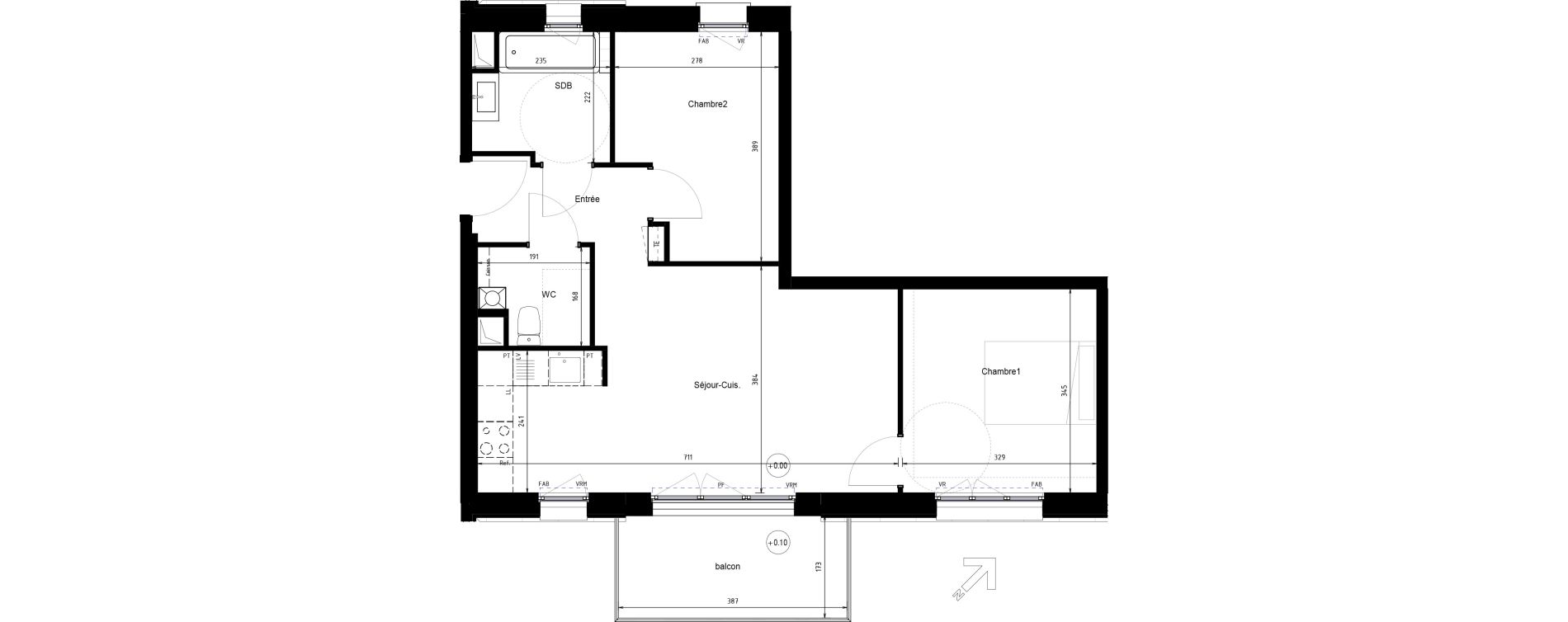 Appartement T3 de 56,45 m2 &agrave; Villeneuve-D'Ascq Centre
