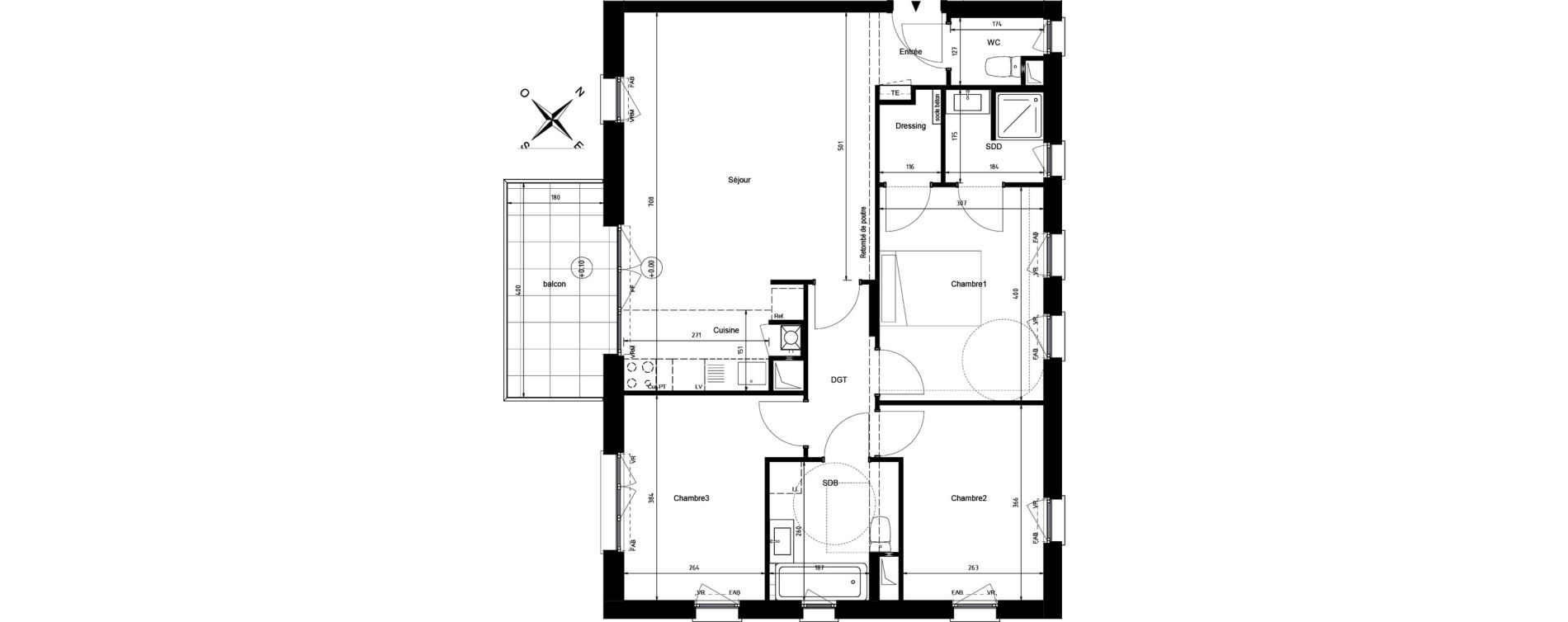 Appartement T4 de 81,83 m2 &agrave; Villeneuve-D'Ascq Centre