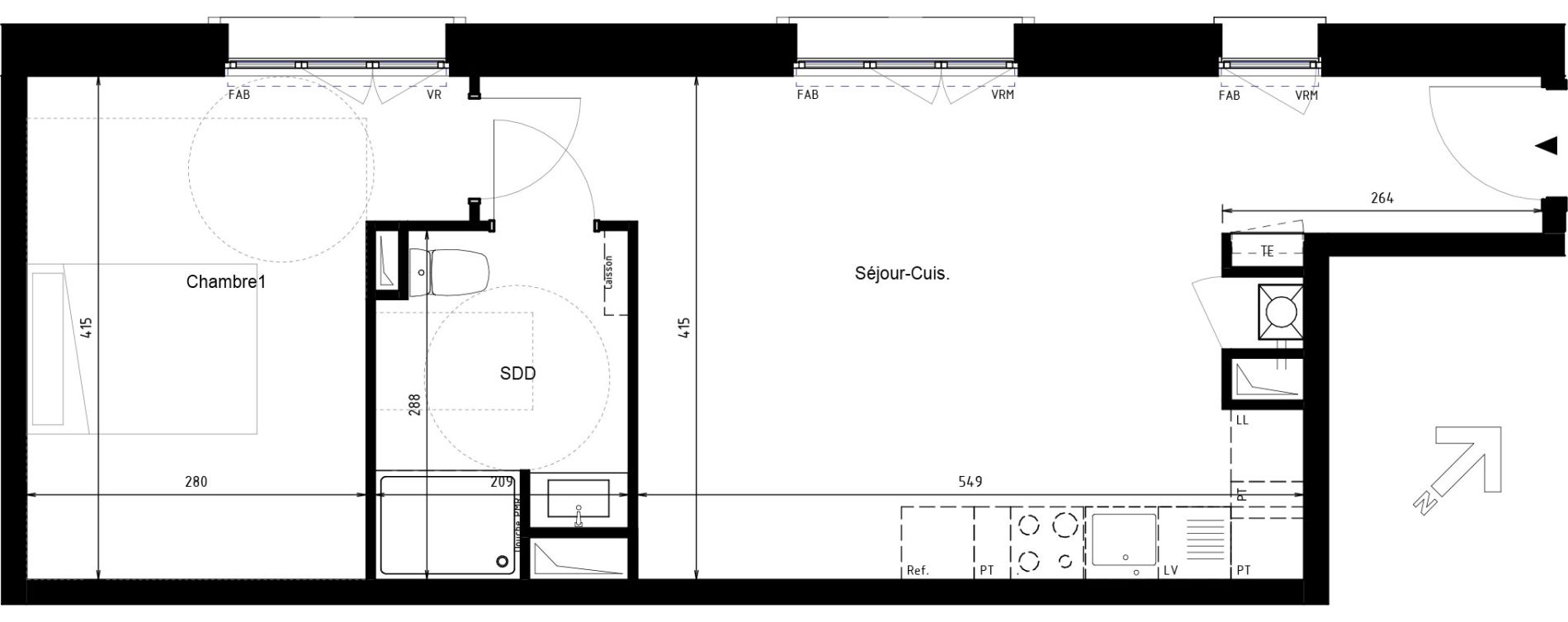 Appartement T2 de 44,45 m2 &agrave; Villeneuve-D'Ascq Centre