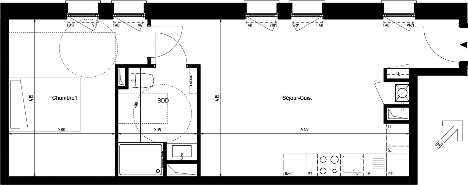 Appartement T2 de 43,59 m2 &agrave; Villeneuve-D'Ascq Centre