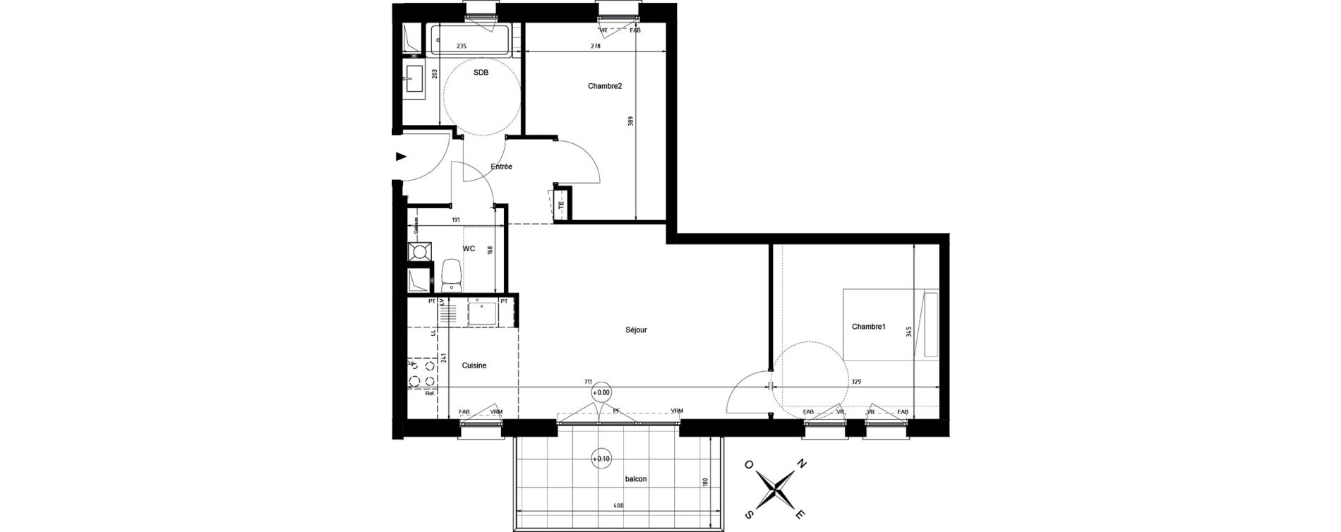 Appartement T3 de 56,44 m2 &agrave; Villeneuve-D'Ascq Centre