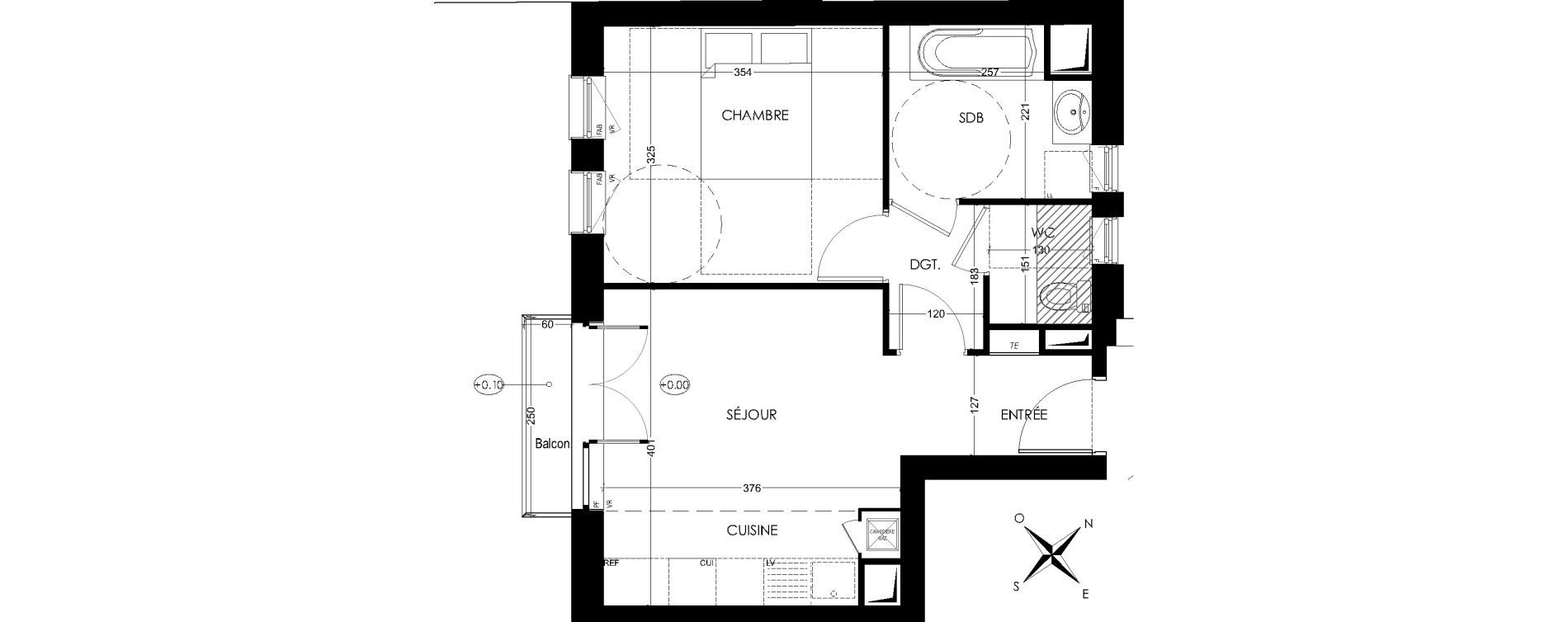 Appartement T2 de 38,24 m2 &agrave; Villeneuve-D'Ascq Centre