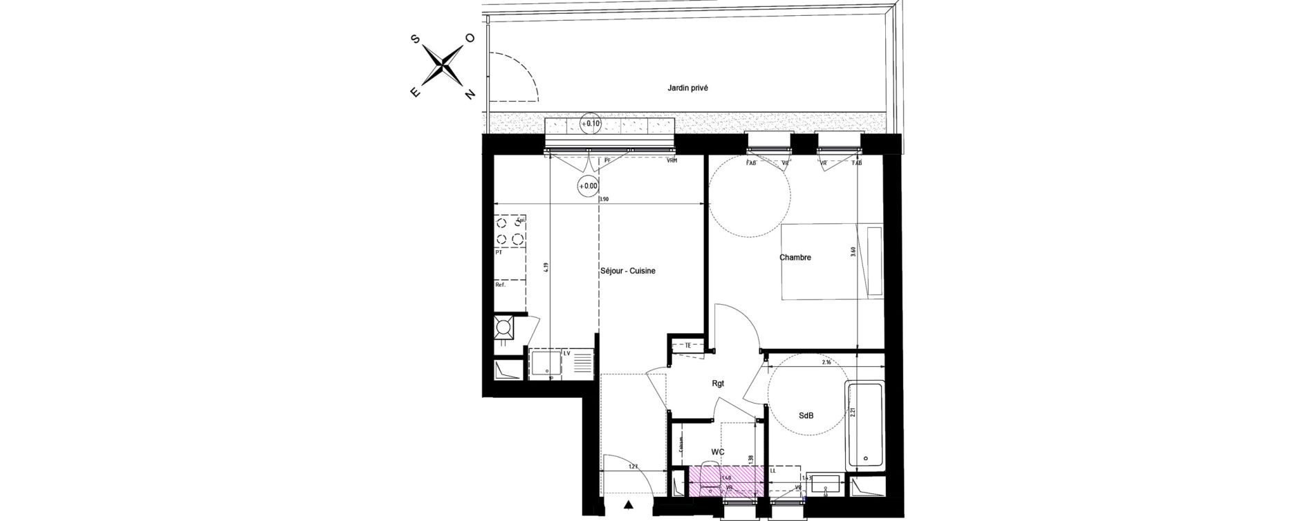 Appartement T2 de 39,52 m2 &agrave; Villeneuve-D'Ascq Centre