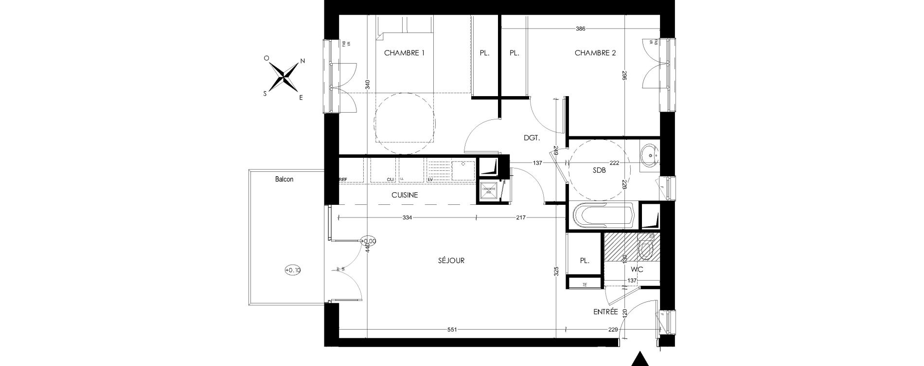 Appartement T3 de 58,60 m2 &agrave; Villeneuve-D'Ascq Centre