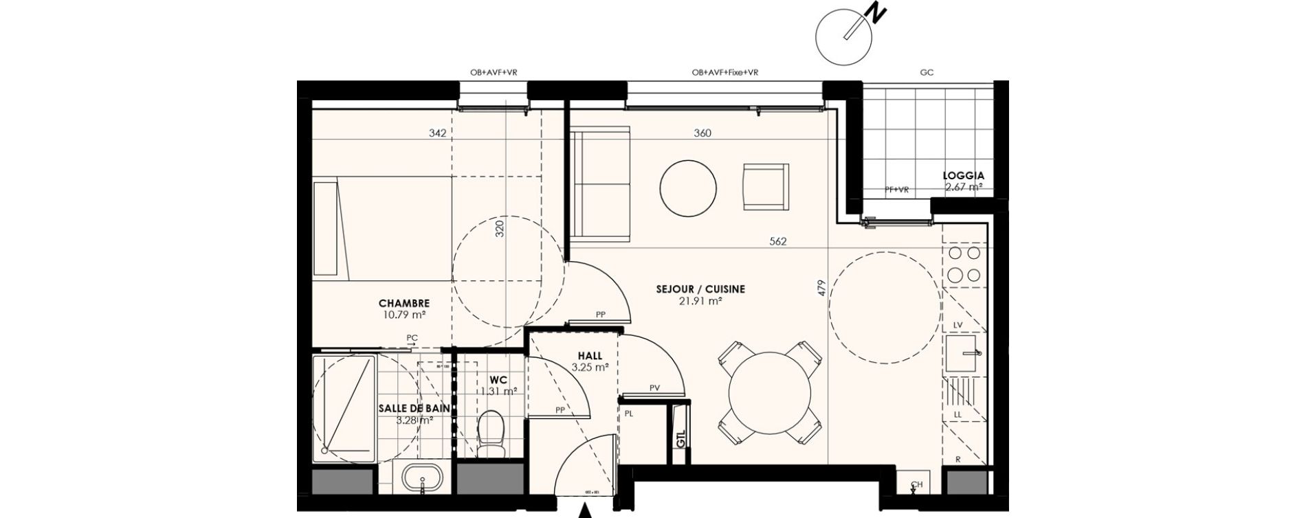 Appartement T2 de 40,54 m2 &agrave; Villeneuve-D'Ascq Moulin d ascq