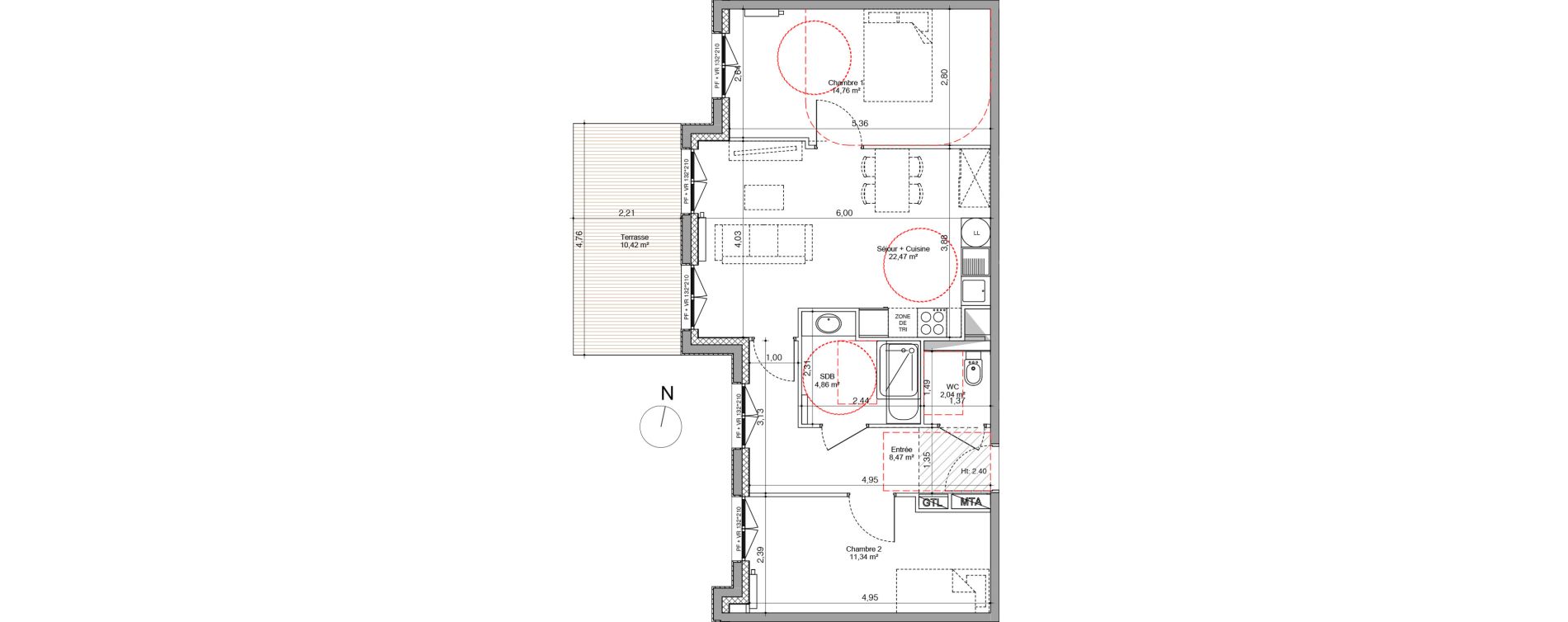 Appartement T3 de 63,94 m2 &agrave; Villeneuve-D'Ascq Triolo