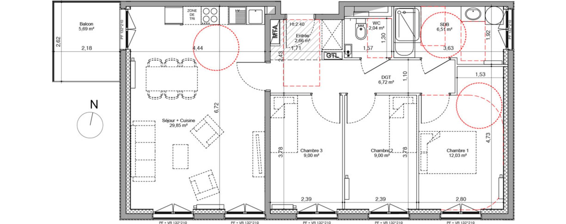 Appartement T4 de 77,81 m2 &agrave; Villeneuve-D'Ascq Triolo