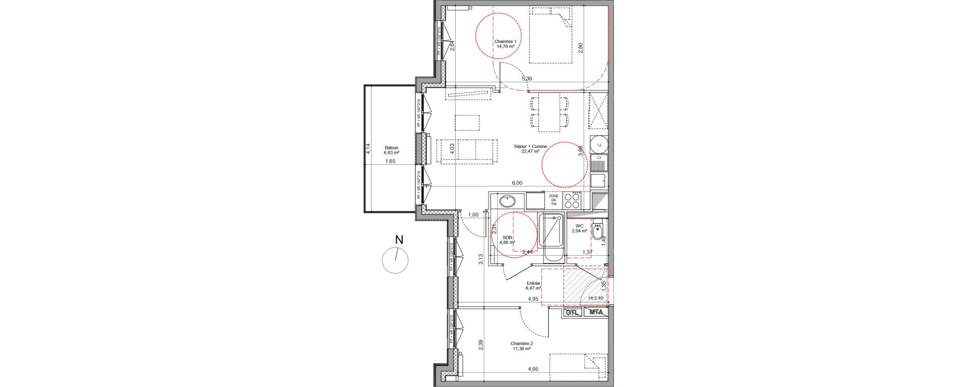 Appartement T3 de 63,95 m2 &agrave; Villeneuve-D'Ascq Triolo