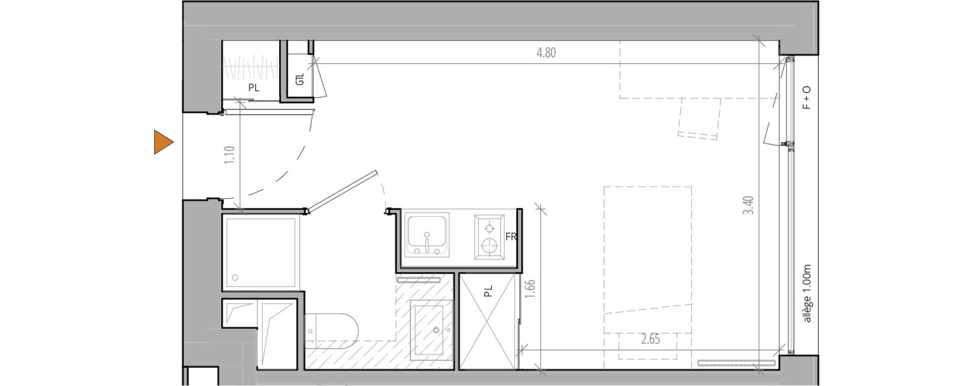 Appartement T1 meubl&eacute; de 18,40 m2 &agrave; Villeneuve-D'Ascq Cite scientifique