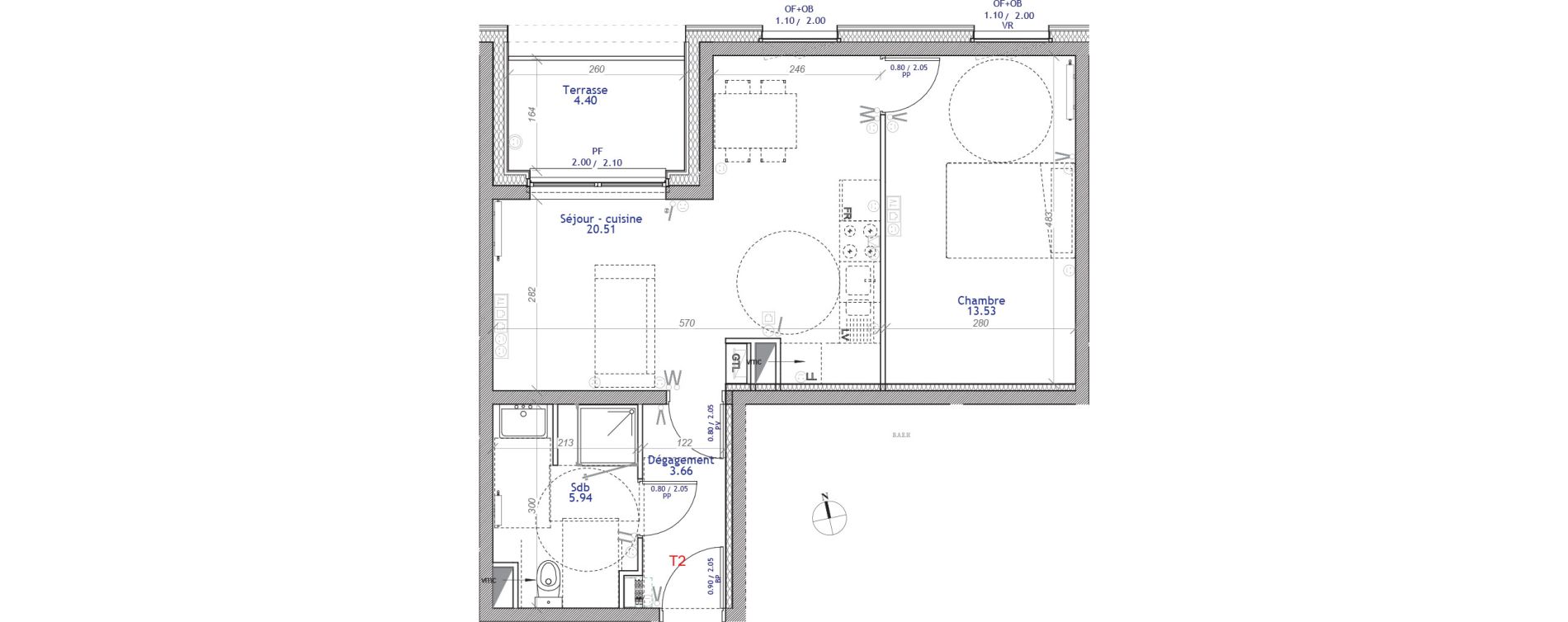 Appartement T2 de 43,64 m2 &agrave; Villeneuve-D'Ascq La maillerie