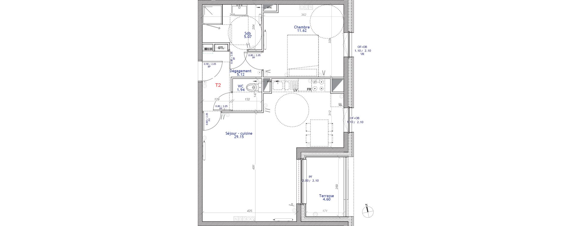 Appartement T2 de 52,90 m2 &agrave; Villeneuve-D'Ascq La maillerie
