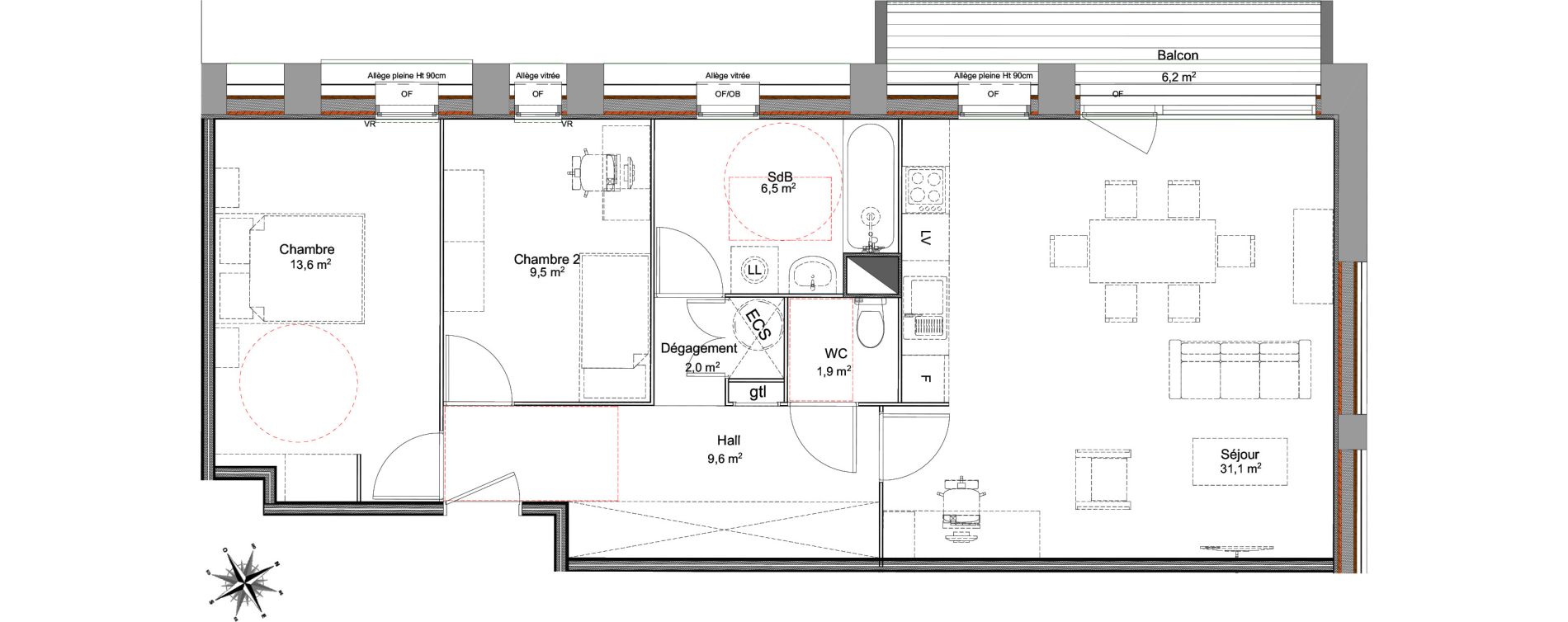 Appartement T3 de 74,50 m2 &agrave; Villeneuve-D'Ascq Centre