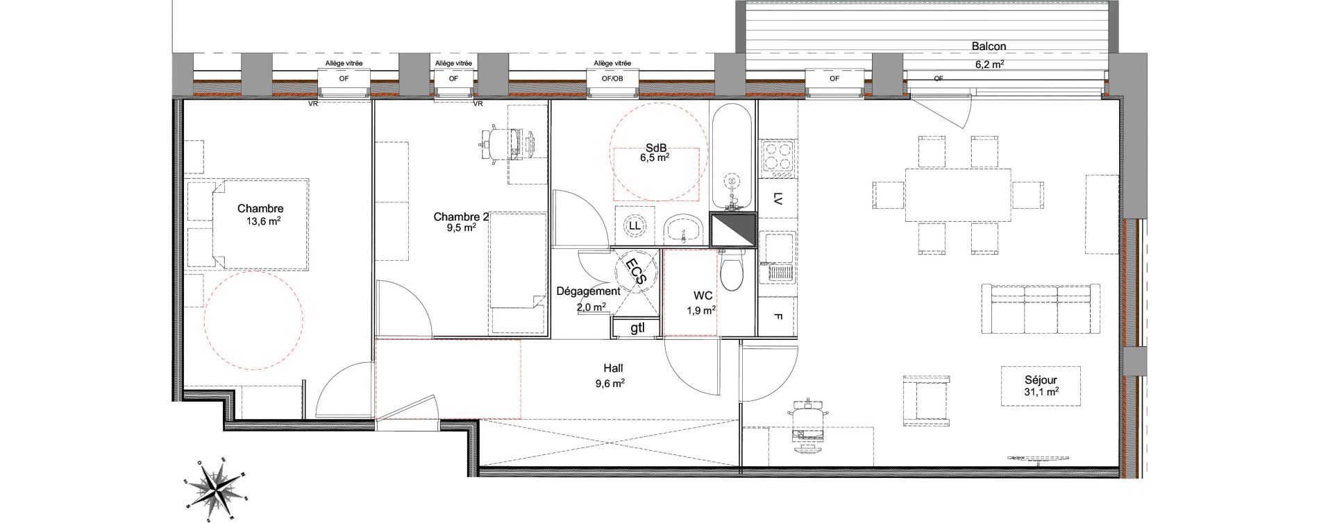 Appartement T3 de 74,20 m2 &agrave; Villeneuve-D'Ascq Centre