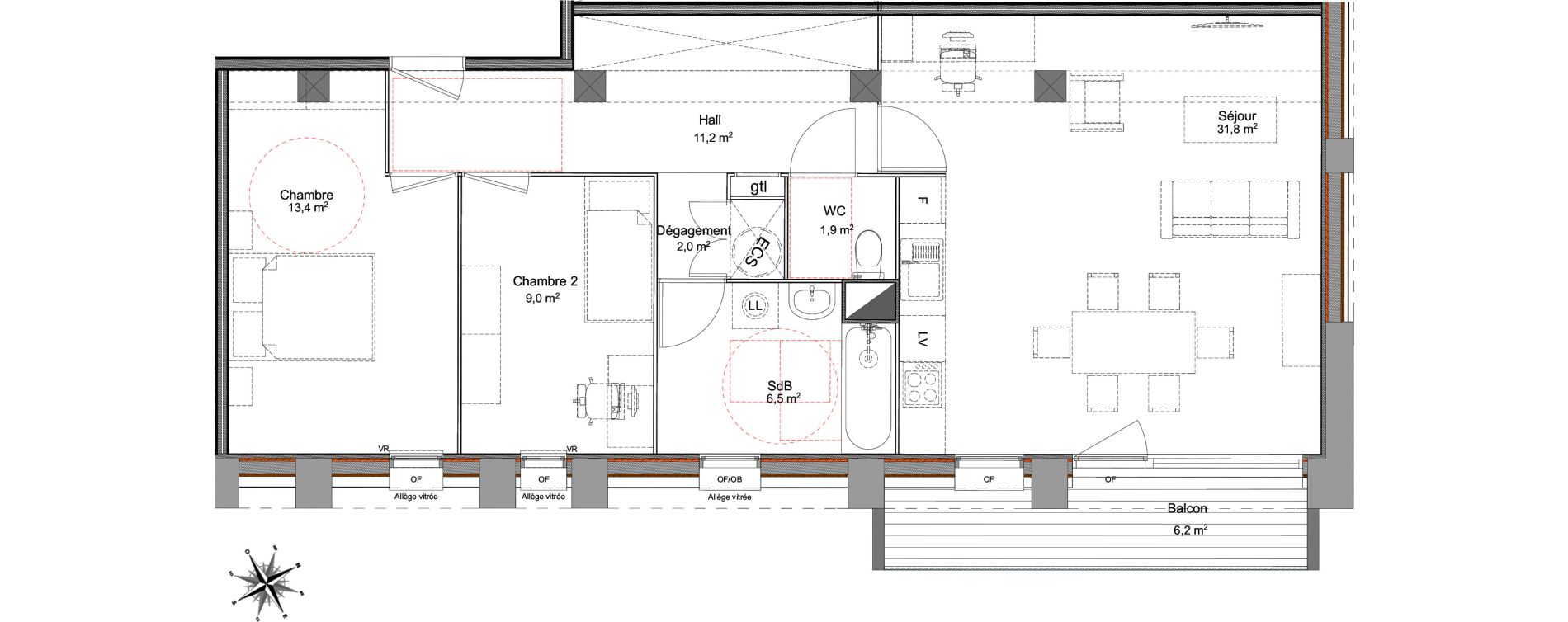 Appartement T3 de 75,80 m2 &agrave; Villeneuve-D'Ascq Centre