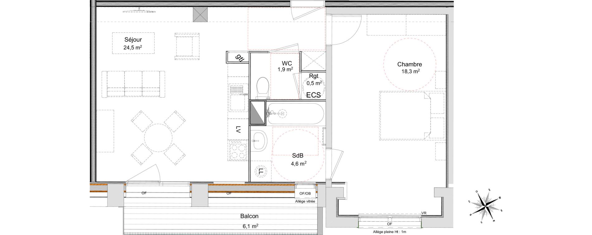 Appartement T2 de 49,80 m2 &agrave; Villeneuve-D'Ascq Centre