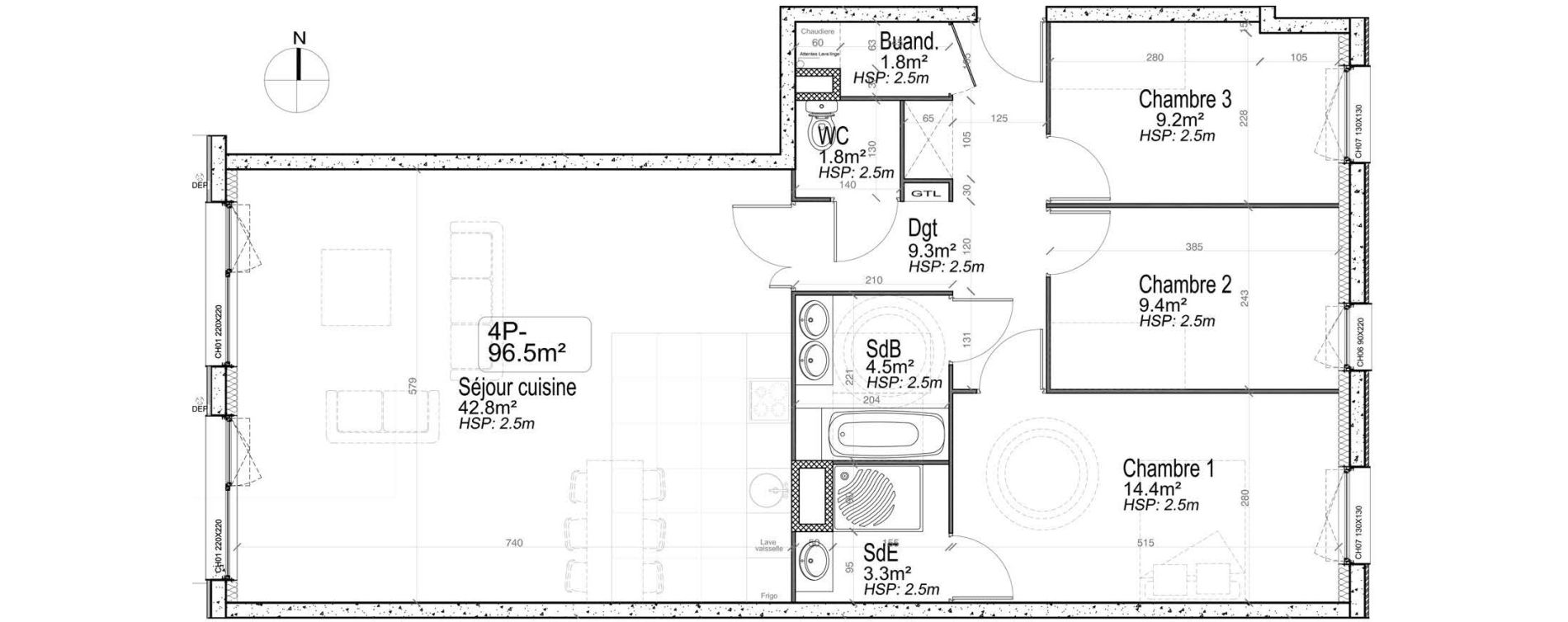 Appartement T4 de 96,50 m2 &agrave; Villeneuve-D'Ascq Centre