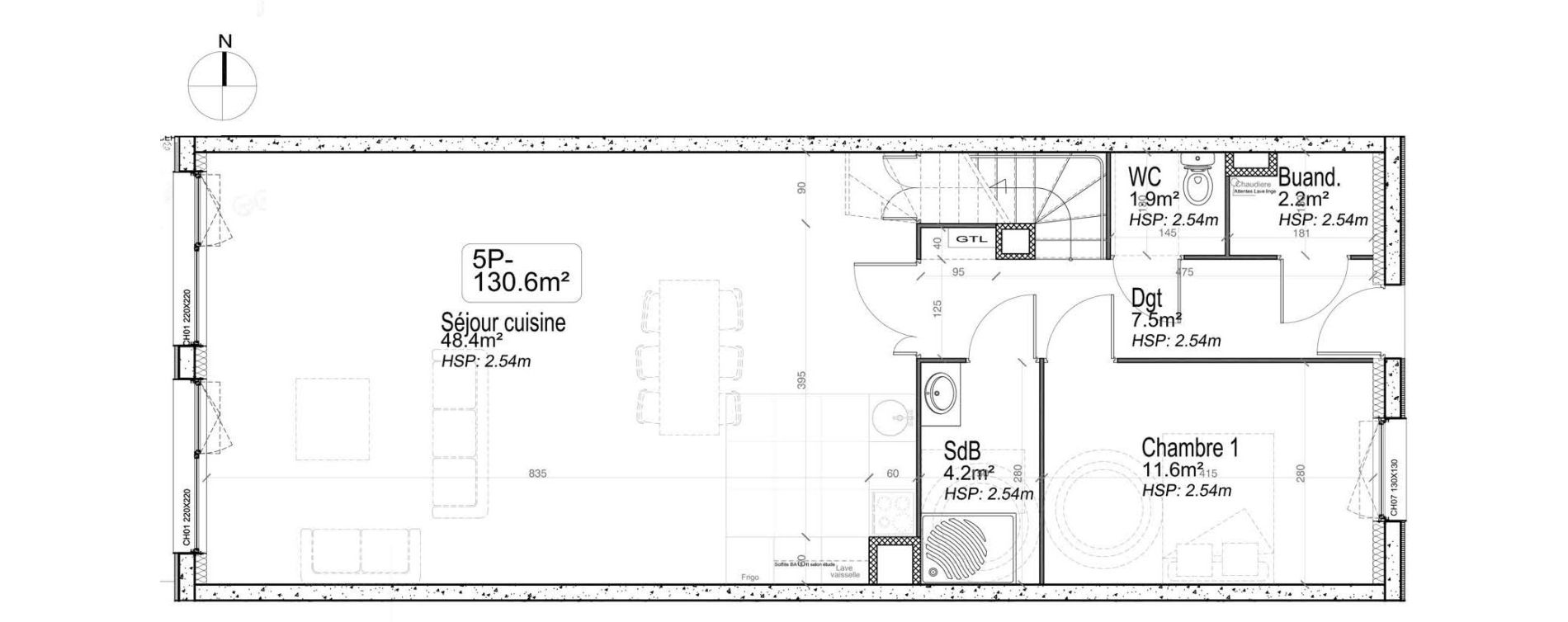 Duplex T5 de 130,60 m2 &agrave; Villeneuve-D'Ascq Centre