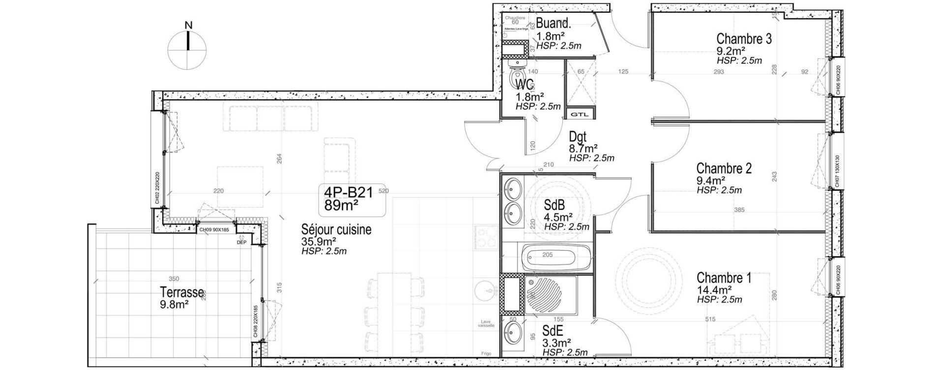 Appartement T4 de 89,00 m2 &agrave; Villeneuve-D'Ascq Centre