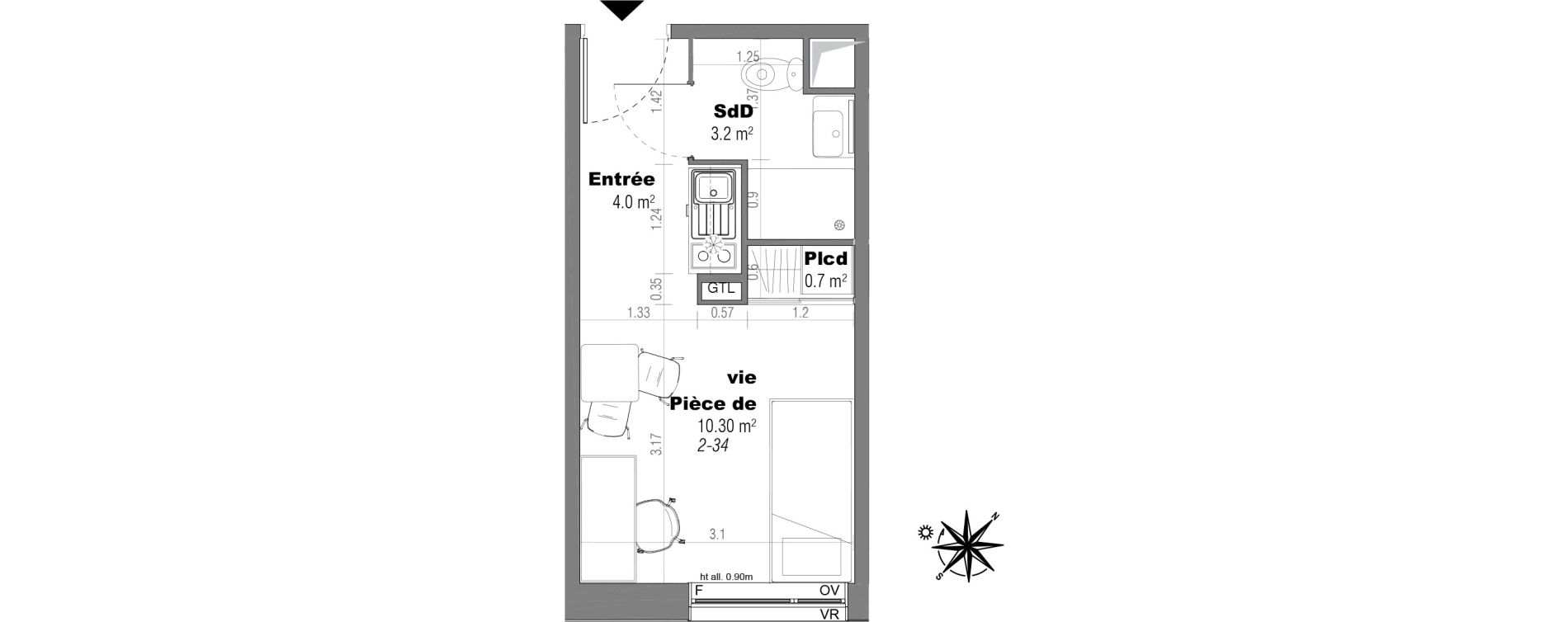 Appartement T1 de 18,20 m2 &agrave; Villeneuve-D'Ascq Poste