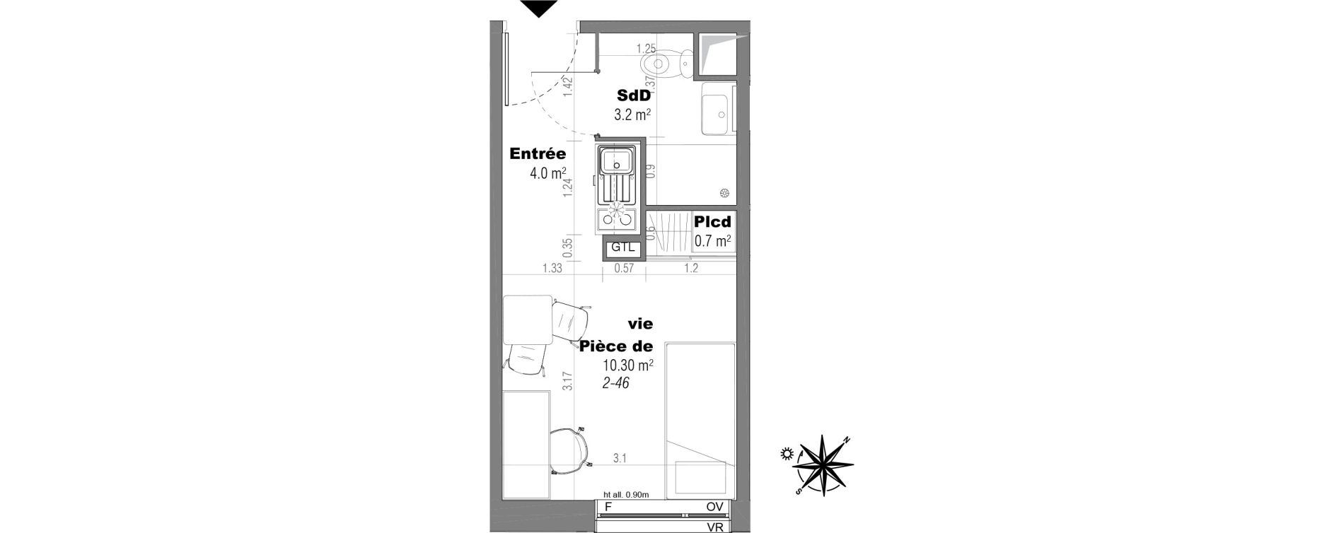 Appartement T1 de 18,20 m2 &agrave; Villeneuve-D'Ascq Poste