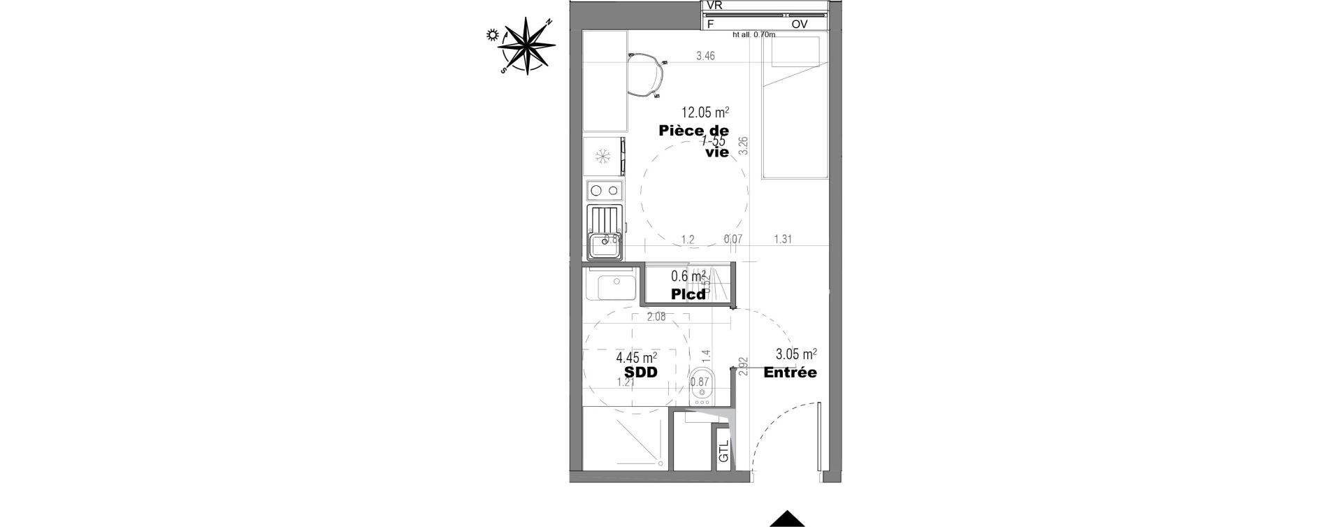 Appartement T1 de 20,15 m2 &agrave; Villeneuve-D'Ascq Poste