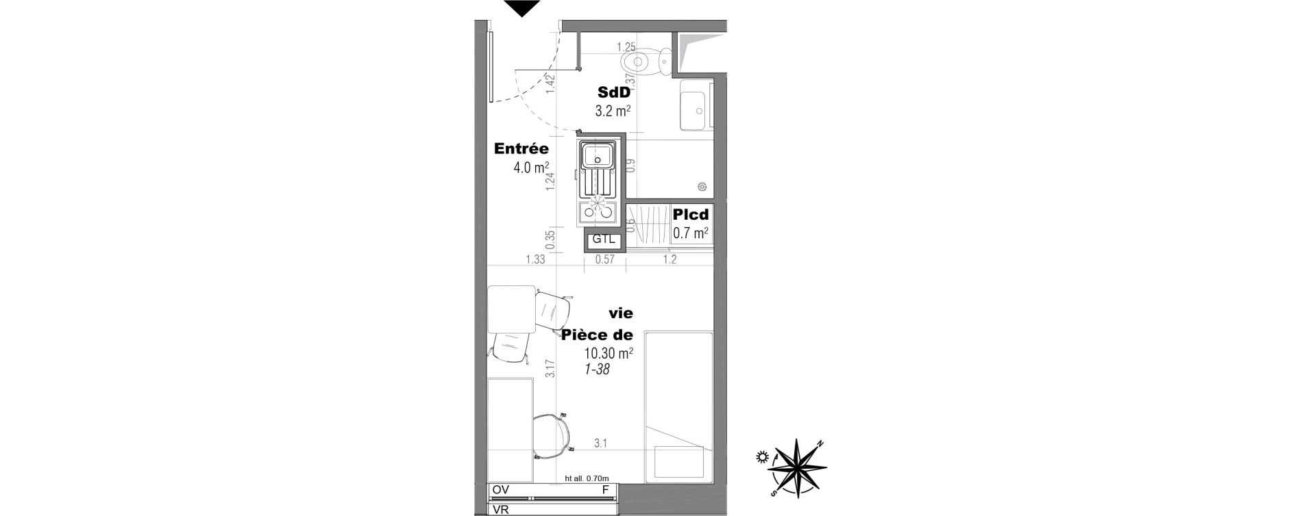 Appartement T1 de 18,20 m2 &agrave; Villeneuve-D'Ascq Poste