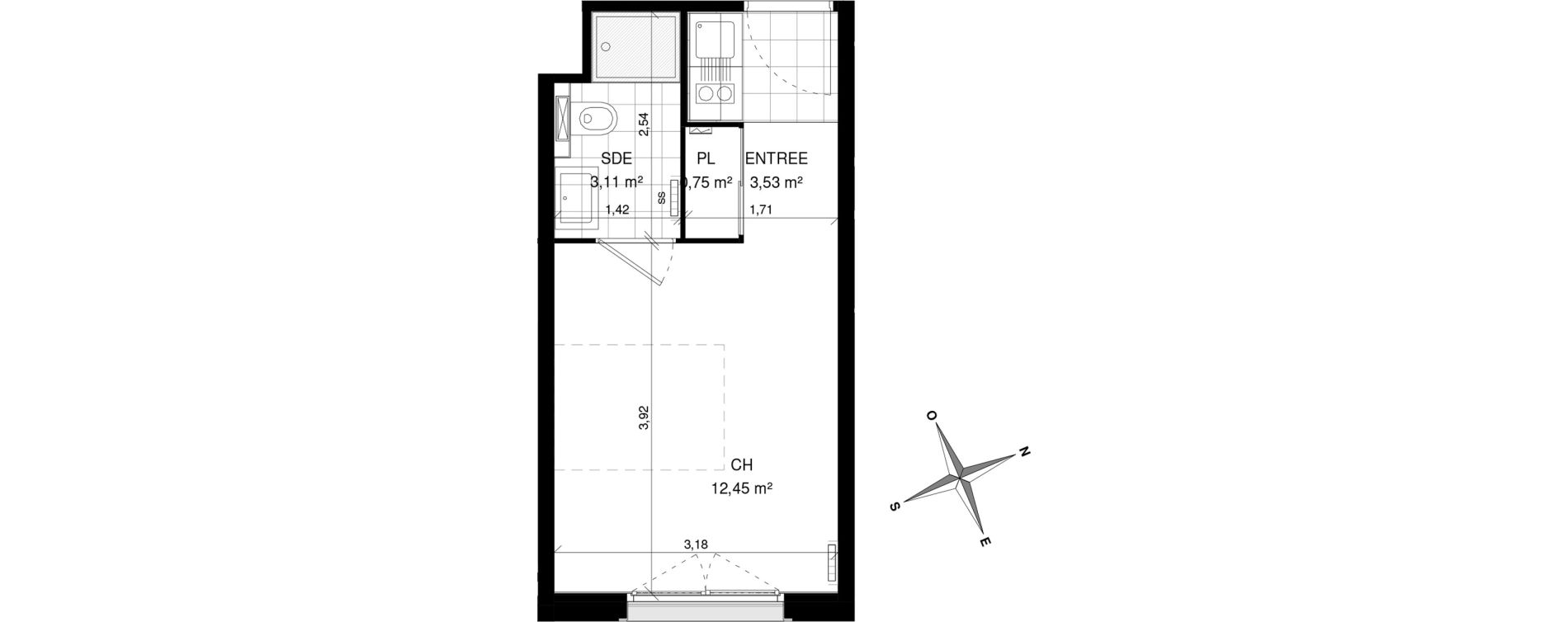 Appartement T1 de 19,84 m2 &agrave; Villeneuve-D'Ascq La maillerie