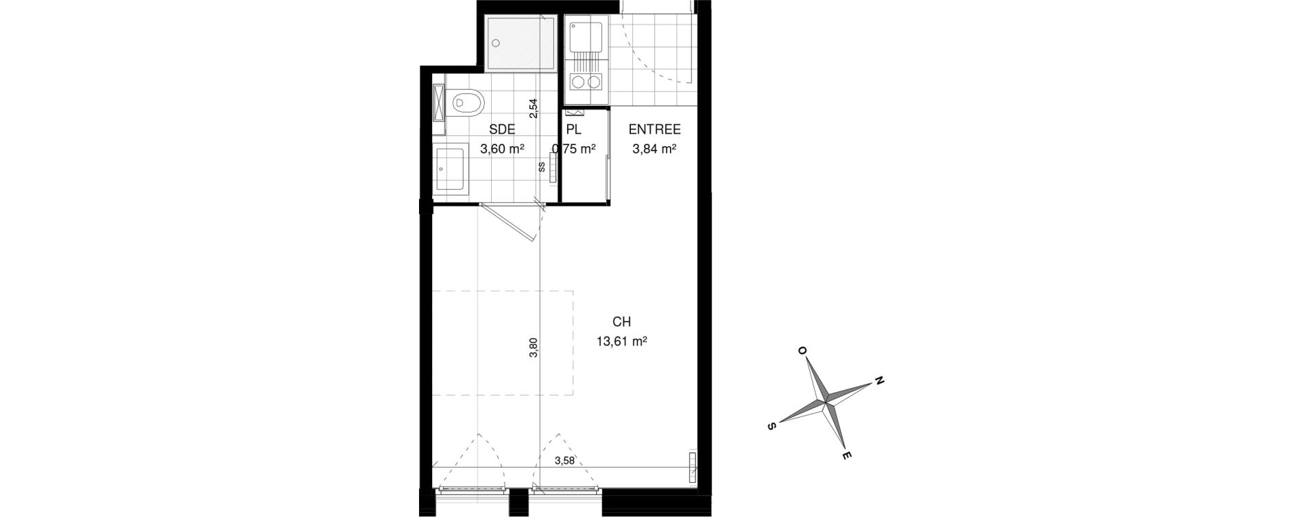 Appartement T1 de 21,80 m2 &agrave; Villeneuve-D'Ascq La maillerie