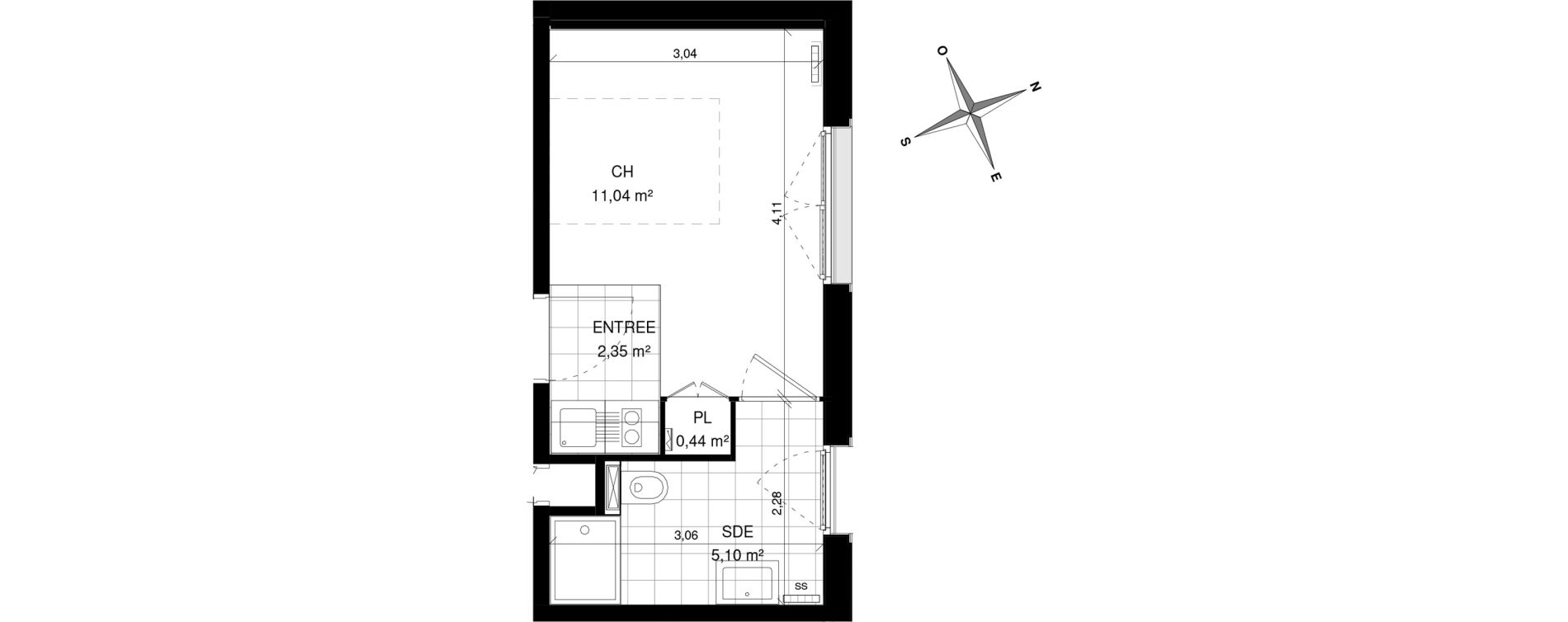 Appartement T1 de 18,93 m2 &agrave; Villeneuve-D'Ascq La maillerie