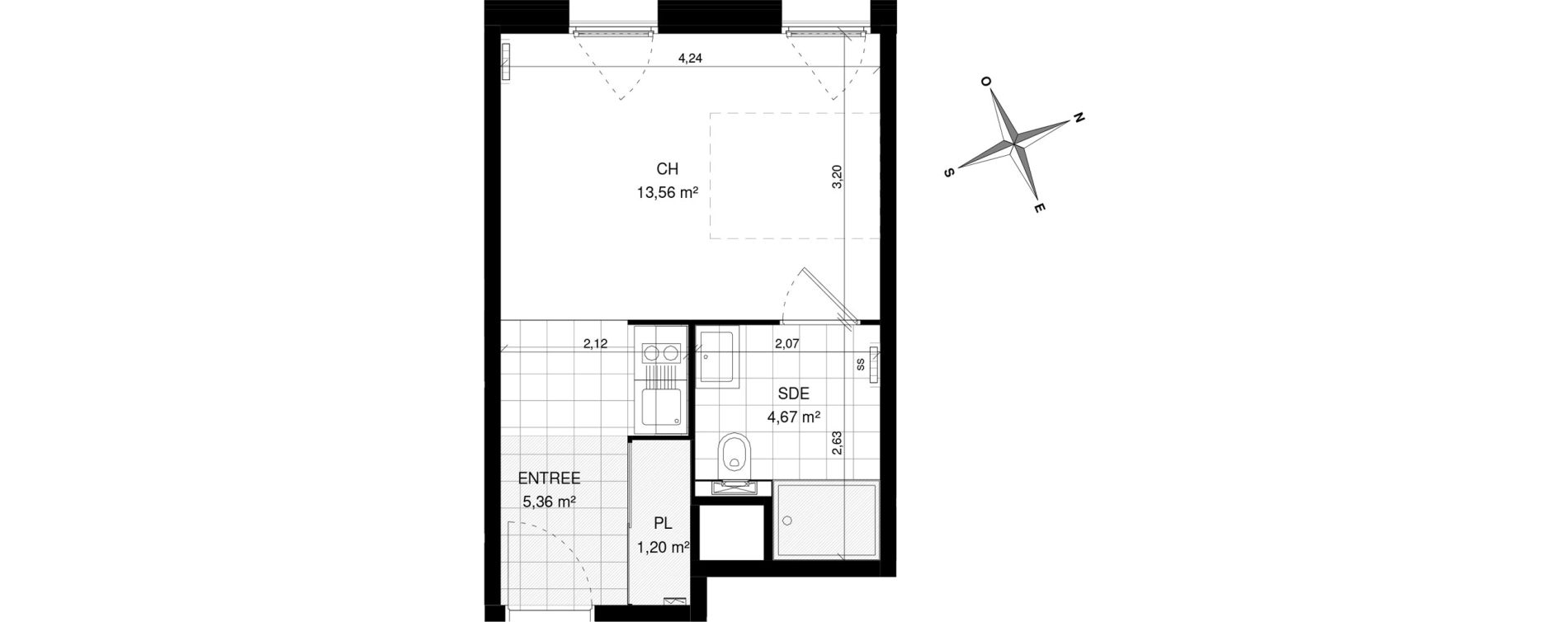Appartement T1 de 24,79 m2 &agrave; Villeneuve-D'Ascq La maillerie