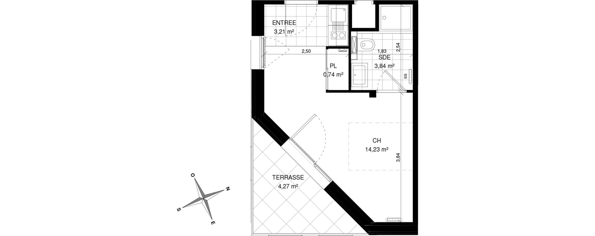 Appartement T1 de 22,02 m2 &agrave; Villeneuve-D'Ascq La maillerie