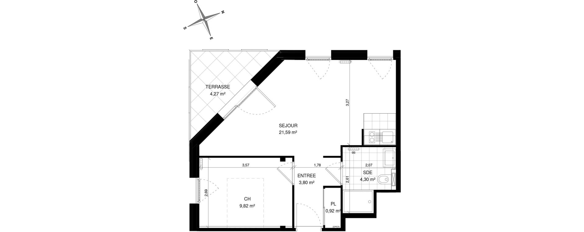Appartement T2 de 40,43 m2 &agrave; Villeneuve-D'Ascq La maillerie