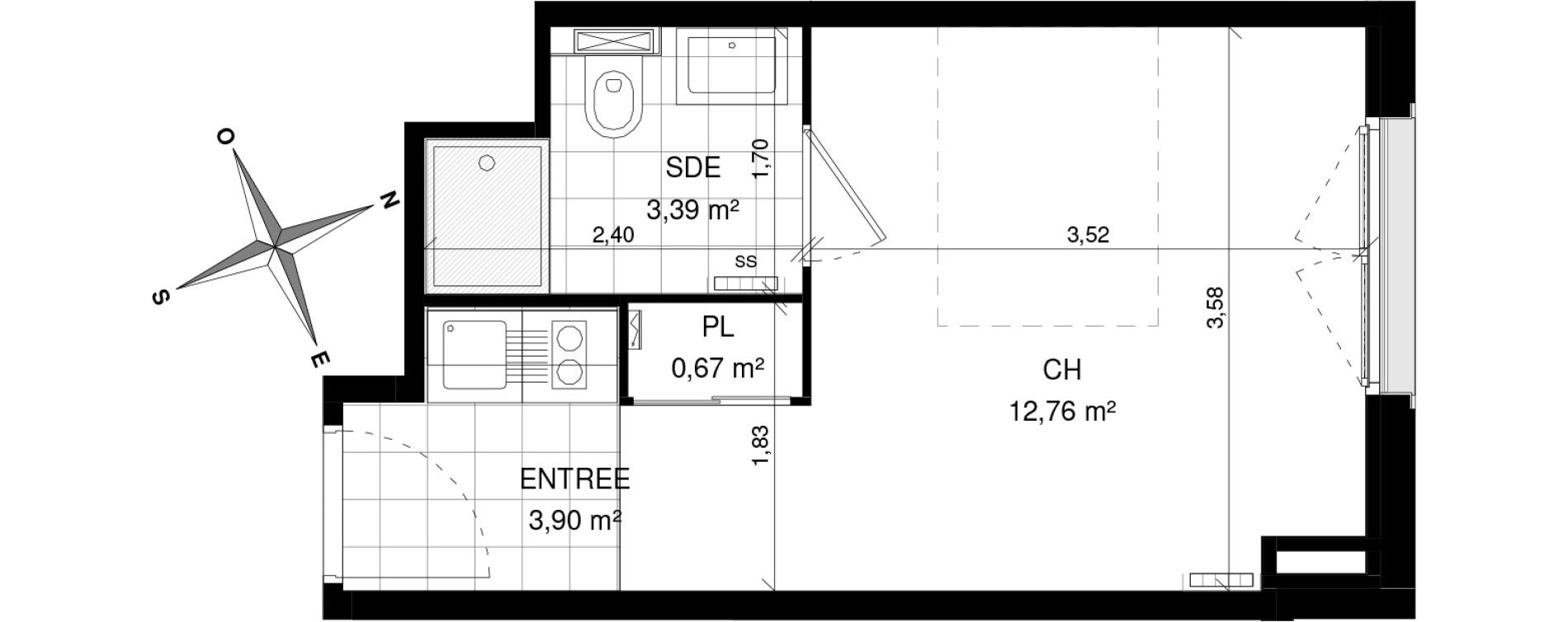 Appartement T1 de 20,72 m2 &agrave; Villeneuve-D'Ascq La maillerie